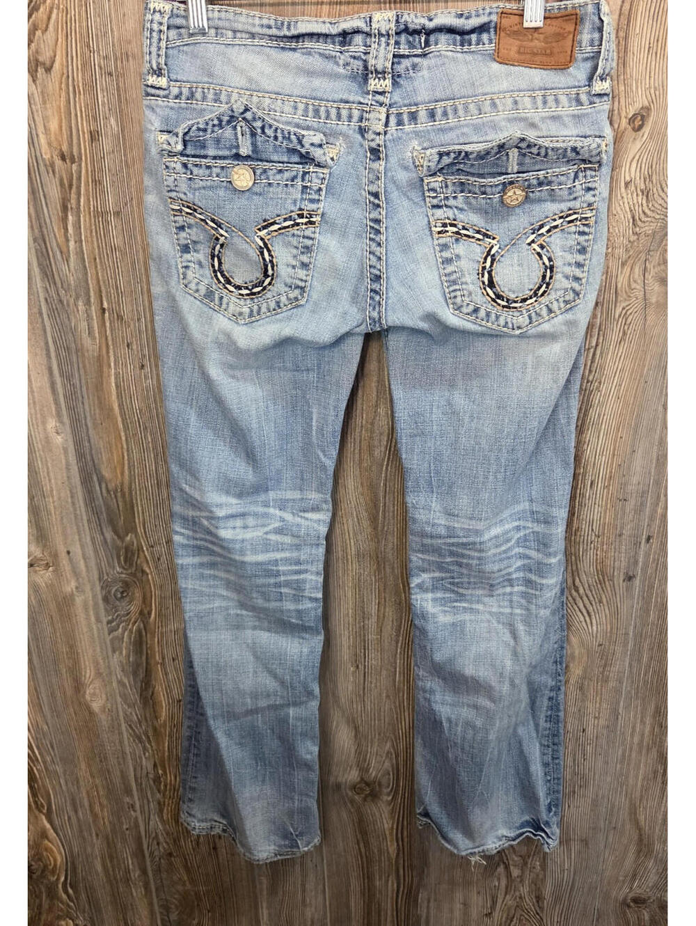 Big Star "Liv" Boot Cut Denim Blue Jeans Women 29R (31x30) Distressed western